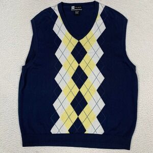 Jos A Bank Leadbetter Golf Sweater Vest Mens L Navy 100% Pima Cotton Pullover